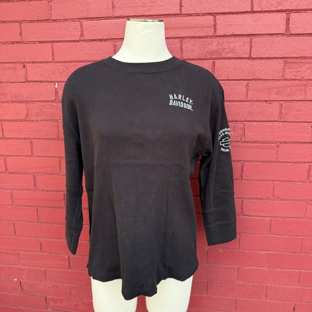 Harley Davidson Ribbed Shirt‎ Womens XL Thermal Shirt Tulsa OK Biker Grunge Punk